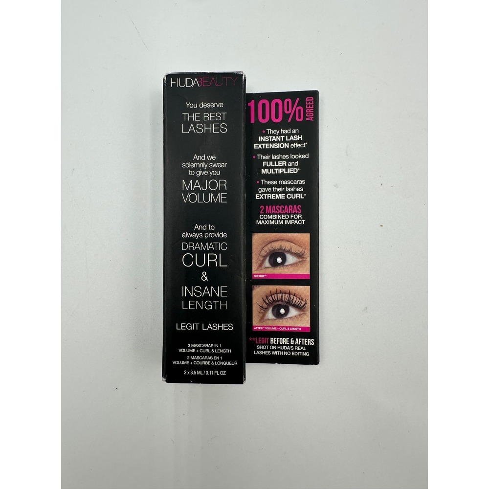 HUDA BEAUTY Legit Lashes Mascara Very Vanta Extreme Black 2-in-1 Volume &‎ Curl